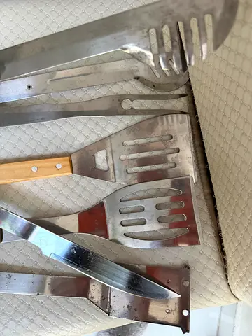 Set of 5 stainless steel BBQ spatulas and turners