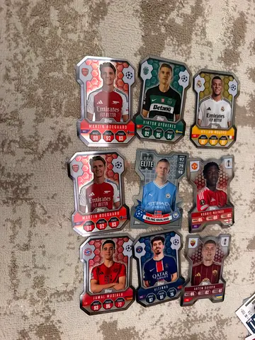 Collection of 9 Football Trading Card Metal Tins - Assorted Players
