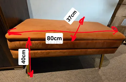 Orange Velvet Storage Bench / Ottoman – Gold Legs