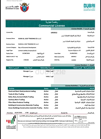 Trade license for sale
