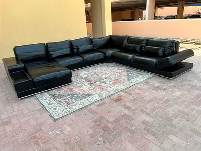 Original Black leather U Shape sofa sofa marina _Home