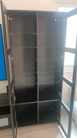 Black Glass-Door Display Cabinet / Bookcase - Good Condition