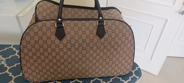 Gucci monogram canvas travel duffel bag - brown/ebony