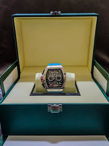 Paolo Cavalli Silver Chronograph Sports Watch with Blue Rubber Strap