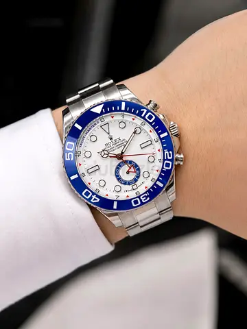 Rolex Stainless Steel Men's Sport Watch with Blue Bezel