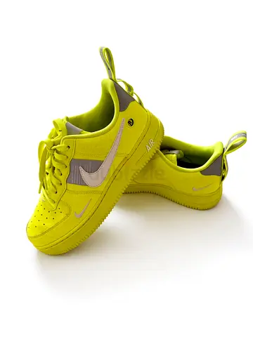 Nike Air Force, Limited Edition - style neon yellow sneakers, size U.S 6.5