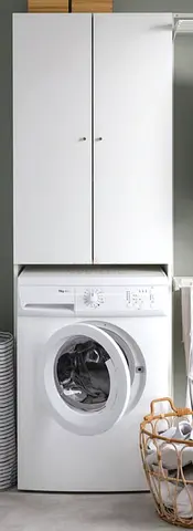 Tall slim storage cabinet with cupboard and drawer - good condition NYSJÖN
Cabinet for washing machi