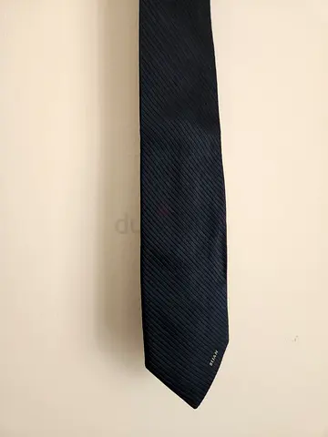 Ultra-Luxury Bijan Beverly Hills 100% Silk Tie – Navy Ribbed Texture (Made in Italy)