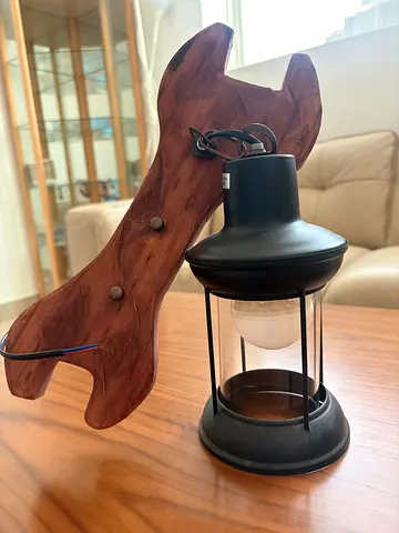 Wooden Wall Key/Coat Hanger with Decorative Lantern Holder