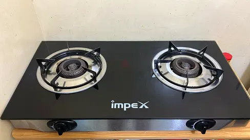 Impex 2-Burner Glass Top Gas Stove - Good Working Condition