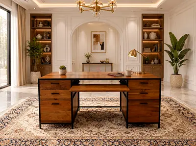 Solid wood study desk from crate and barrel
