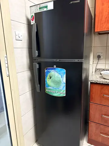 Black Double-Door Refrigerator - Good Working Condition