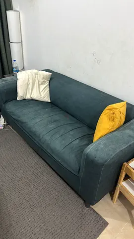 2 Sofas of 2-seater teal fabric in good condition