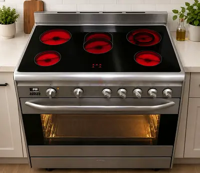 Smeg 5 Burners Full Electric Digital Cooking Range Sam Like New Condition 90cm