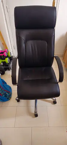 Black leather office chair - ergonomic high back