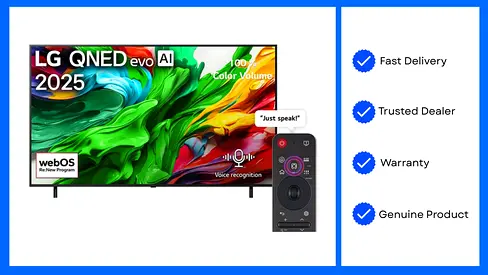 LG TV 100 Inch  4K QNED evo AI TV  4K AI Processor, webOS 25, 120Hz (VRR up to 144Hz) - 2025