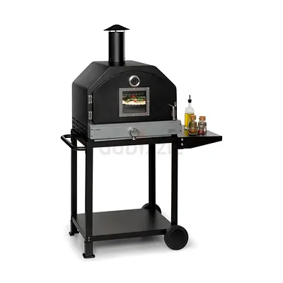 Klarstein Pizzaiolo Pro Gas Pizza Oven 30°C, Pizza Stone, Freestanding Outdoor Pizza Oven, Black