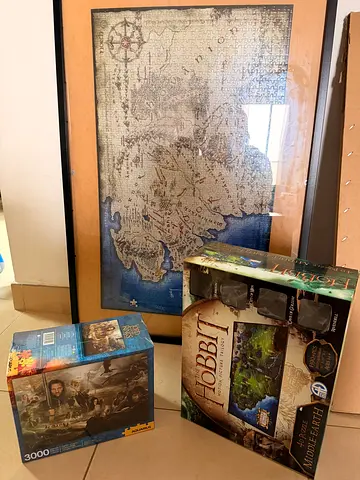 The Lord of the Rings Jigsaw Puzzles (3000 pcs unopened & The Hobbit & Middle-earth map assembled)
