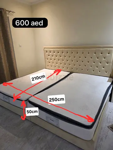 Custom Made Super King Bed 250x210cm + 2 Mattresses