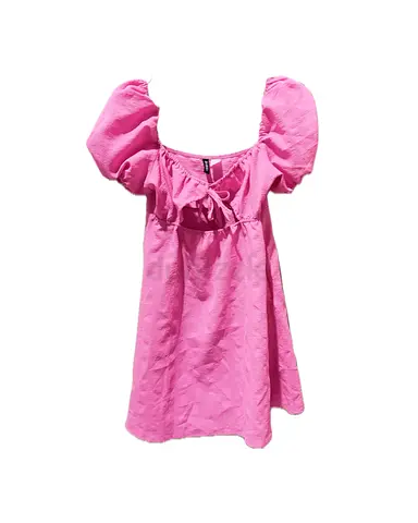 Pink Puff Sleeve Cut Out Mini Dress