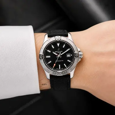 Breitling Men's Black Dial Stainless Steel Automatic Watch