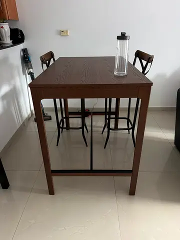IKEA Ekedalen Solid Wood High Dining/Bar Table - Dark Brown, Good Condition
