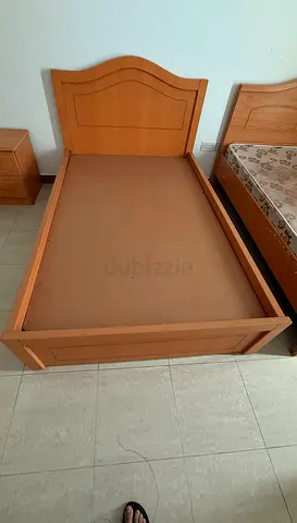 Double wooden bed frame with headboard (good condition)