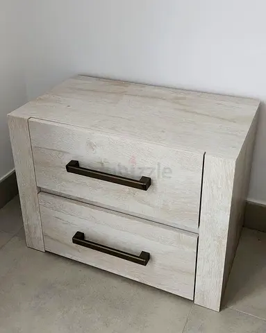Modern Two Drawer Nightstand in Light Oak Finish