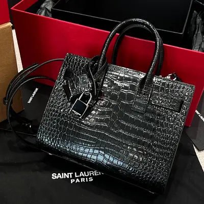 SAINT LAURENT Women's Sac De Jour Crocodile-Like Small Bag