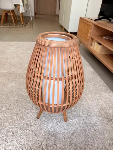 Rattan Wicker Floor Lamp with Fabric Shade