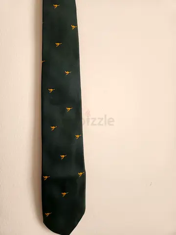 Vintage Australian Kangaroo Motif Tie – Dark Green & Gold Embroidered