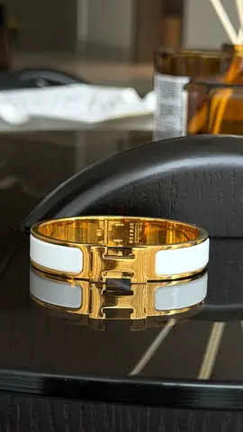 Luxury H Bracelet White Enamel & Gold Tone – Excellent Condition