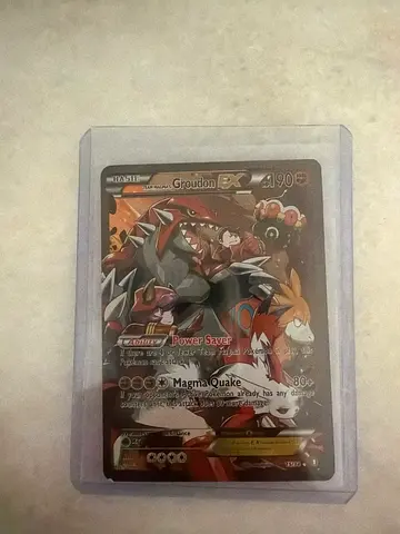 Pokémon Groudon EX Full Art Card in Protective Sleeve
