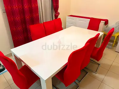 Dining Set – Table, 8 Chairs & Storage Cabinet