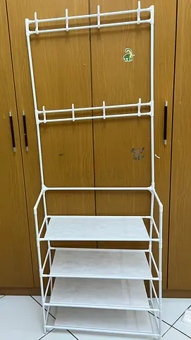 Shoe Rack with Hanging Rod - Lightweight & Compact