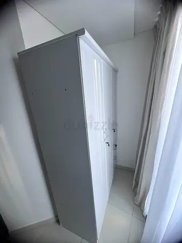 White 3-Door Wardrobe with Drawers - Good Condition