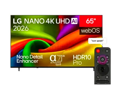 LG NANO 4K AI NU84 65-Inch Smart TV
LG NANO 4K UHD AI NU84 Smart TV 2026