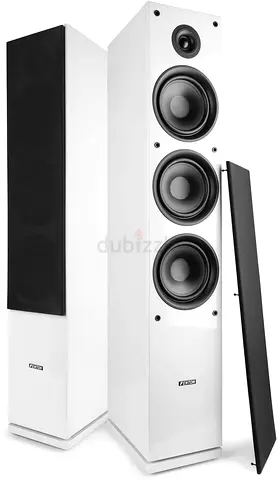 Fenton SHF80 High-End HiFi Tower Speakers 3× 6.5" Woofers, 1" Dome Tweeter, Floor Standing, White