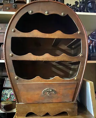 Vintage wooden rack cabinet with drawer-56cm height
