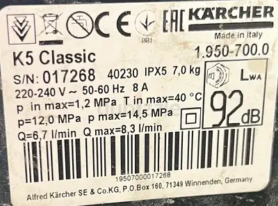 Karcher K5 Classic High Pressure Washer