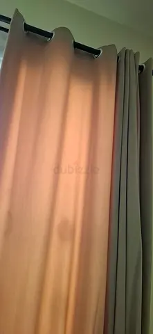 Light-blocking beige curtains with grommets - set of 2 panels