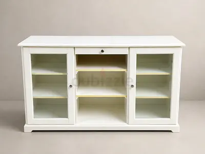 White Sideboard with Glass Doors