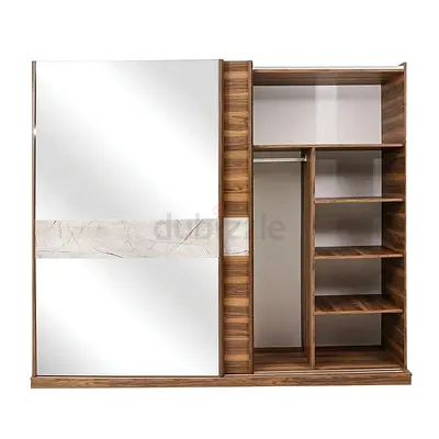 Modern Sliding Door Wardrobe with Mirror and Shelves