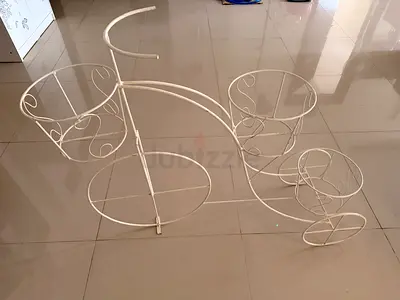 White Metal Tricycle Plant Stand - 3 Tier Decorative Pot Holder