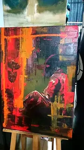 Original Abstract Acrylic Painting on Canvas - Figurative Composition