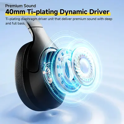 QCY H3 LITE Wireless Over-Ear Headphones, Active Noise Cancelling Headphones with Ambient Mode, 60H