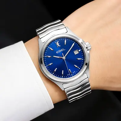 Ebel Wave Stainless Steel Men's Watch with Blue Dial, Date