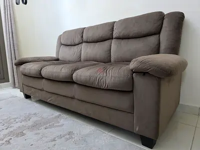 Pan Home 3-Seater High-Back Fabric Sofa (Mocha Brown) – Excellent Condition