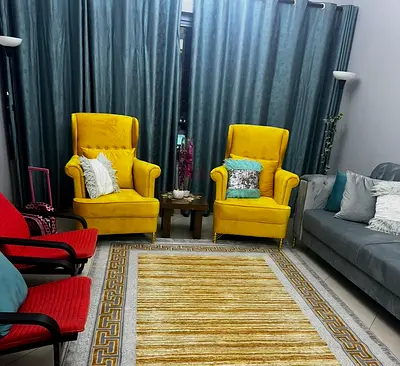 Beige & Gold Modern Area Rug — Good Condition