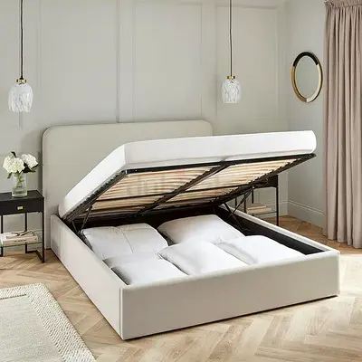 Double storage ottoman bed with hydraulic li